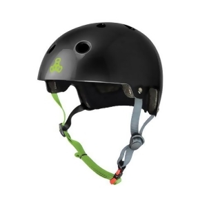 Triple Eight 3048 Triple Eight L/xl Black Gloss W/grn Dual Cert Helmet - All