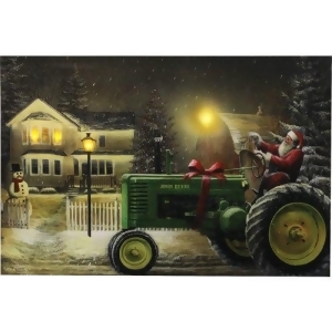 Rivers Edge 1777 Rivers Edge Led Wrapped Canvas Art 24X16 Santa On Tractor - All
