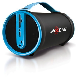Axess Spbt1033bl Axess Blue Portable Bluetooth IndoorOutdoor 2.1 HiFi Cylinder Loud Speaker with BuiltIn 4 Inch Sub - All