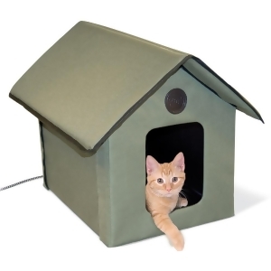 K H Pet Products 3993 Olive K H Pet Products Outdoor Heated Kitty House Olive 22 X 18 X 17 - All