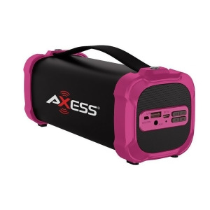 Axess Spbt1073pk Axess Indoor/Outdoor Bluetooth Media Speaker 3.5mm Line-In Jack Rechargeable Battery Subwoofer Pink - All