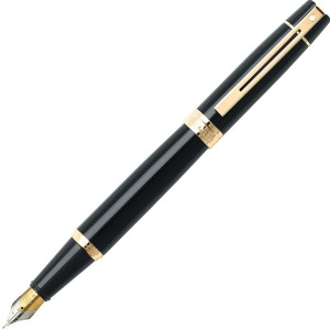 Cross E0932543 Cross Sheaffer 300 Glossy Black w Gold Trim Fountain Pen Fine Nib - All