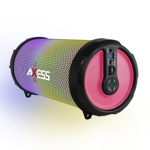 Axess Spbl1044pk Axess Vibrant Plus Black Hifi Bluetooth Speaker with Disco Led Lights In Pink - All