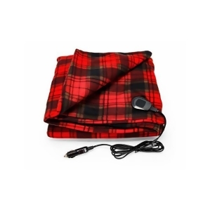 Camco Heated Blanket for RVs  Camping  Traveling  and More | Ideal for Cold Nights  Relieving Aches and Pain | 100% Polar Fleece | Red/Black Plaid (42804)