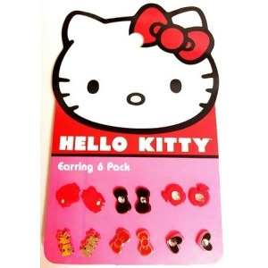Earring Pack Hello Kitty Red/Black Bows Hearts Apples Set-6 sane0041 - All