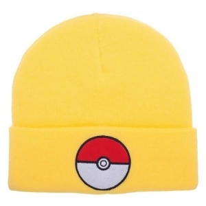 Beanie Cap Pokemon Pokeball Yellow Cuff kc4yb4pok - All