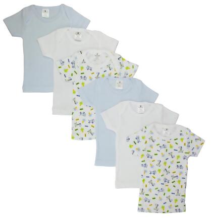 CS-058S-058S Girls Pastel Variety Short Sleeve Lap T-shirts, Blue & White - Small