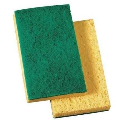 9.6 x 2.68 in. Synthetic Fiber Scrubber Sponge, Green & Yellow 