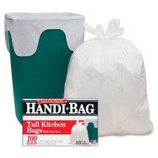 Webster WBIHAB6FK100CT Handi-Bag Flap Tie Tall Kitchen Bags - White 