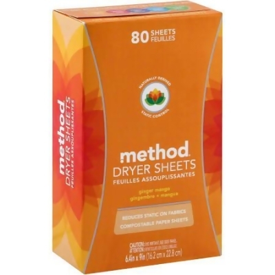 Method Products 1836071 Ginger Mango Dryer Sheets & 80 Count 