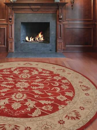 6 x 6 ft. Hand Tufted Wool Oriental Round Area Rug, Red & Gold 