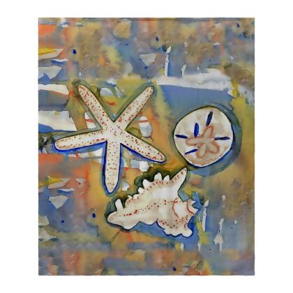 Betsydrake BK603 50 x 60 in. Beach Treasures Fleece Blanket