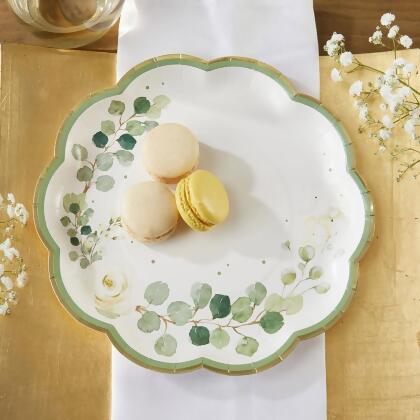 Kate Aspen 28541NA 9.0 x 9.0 x 0.6 in. Botanical Garden Premium Paper Plates - Set of 16 