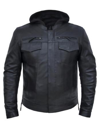 Unik 6905-LA-BLK-5XL Premium Leather Lightweight Motorcycle Jacket for Men, Black - 5XL