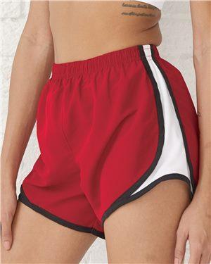 Womens Velocity 3.5 in. Running Shorts, Black, White & Fuchsia - Extra Small