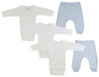 Bambini CS-0489M Infant Long Sleeve One Piece & Joggers, Blue & Blue - Medium