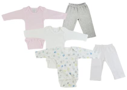 Bambini CS-0467M Infant Girls Long Sleeve One Piece & Track Sweat Pants, Grey & White - Medium - 5 per Pack
