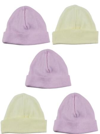Bambini LS-0444 Girls Baby Cap, Pink & Yellow - One Size - 5 per Pack