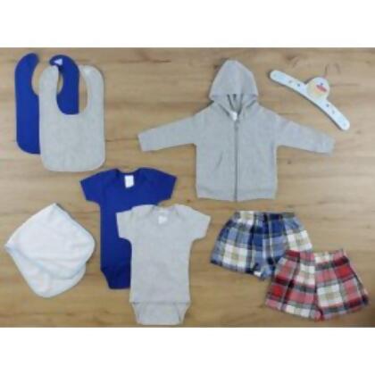 Bambini LS-0658S Layette Baby Clothes Set - Heather Grey, Navy & Red - Small