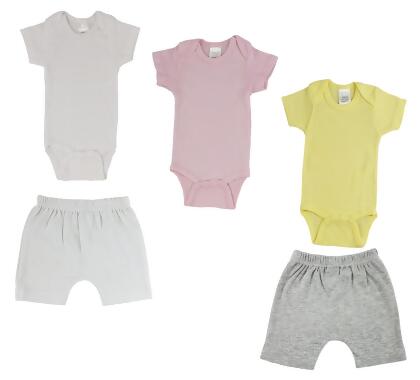 Bambini CS-0325M Infant One Piece & Shorts, White & Grey - Medium
