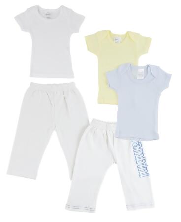Bambini CS-0436NB Infant Boys T-Shirts & Track Sweat Pants, White & Blue - Newborn