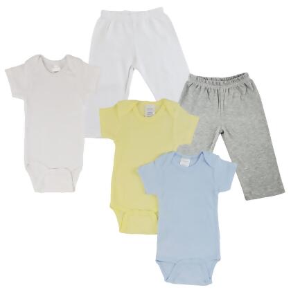 Bambini CS-0453M Infant One Piece & Track Sweat Pants, Grey & White - Medium