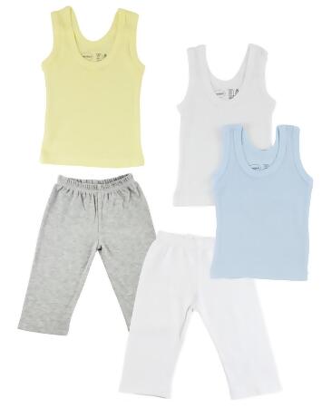 Bambini CS-0459L Boys Tank Tops & Track Sweat Pants, Grey & White - Large - 5 per Pack