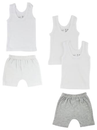 Bambini CS-0381NB Infant Tank Tops & Pants, White & Grey - Newborn - 5 per Pack