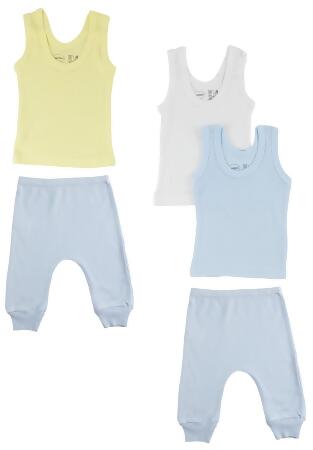 Bambini CS-0491NB Boys Tank Tops & Joggers, Blue & Blue - Newborn - 5 per Pack