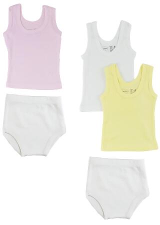 Bambini CS-0529M Girls Tank Tops & Training Pants, White & Pink - Medium - 5 per Pack