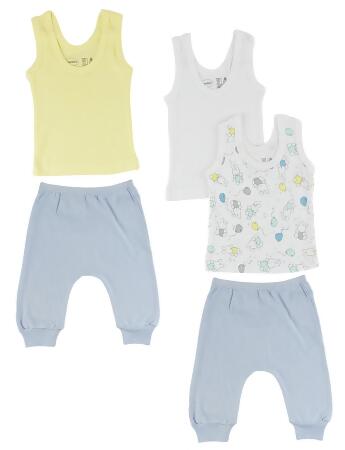 Bambini CS-0493S Boys Tank Tops & Joggers, Blue & Blue - Small - 5 per Pack