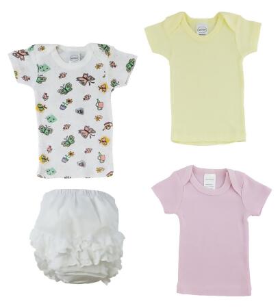 Bambini CS-0233NB Girls T-Shirts & Fancy Pants, White - Newborn