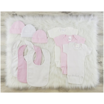 Bambini LS-0588NB Layette Baby Clothes Set - White, Pink & White - Newborn 