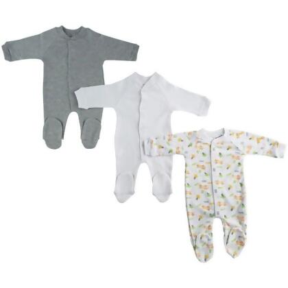 Bambini LS-0648L Sleep & Play - White, Grey & Print - Large - 3 per Pack