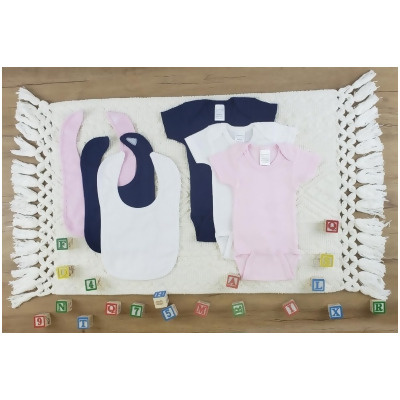 Bambini LS-0576NB Layette Baby Clothes Set - White, Navy & Pink - Newborn 