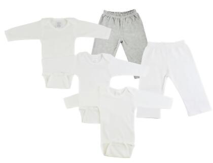 Bambini CS-0457S Infant Long Sleeve One Piece & Track Sweat Pants, Grey & White - Small