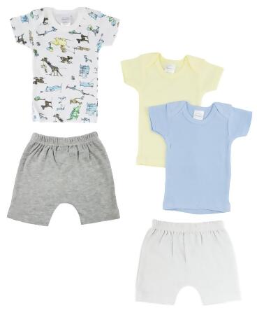 Bambini CS-0388NB Infant Girls T-Shirts & Pants, White & Grey - Newborn