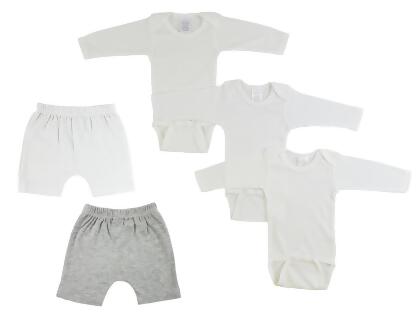 Bambini CS-0380S Infant Long Sleeve One Piece & Pants, White & Grey - Small