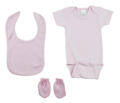 Bambini CS-0178 Baby Clothes Set, White & Pink - Newborn
