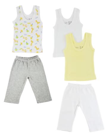 Bambini CS-0461NB Boys Tank Tops & Track Sweat Pants, Grey & White - Newborn - 5 per Pack