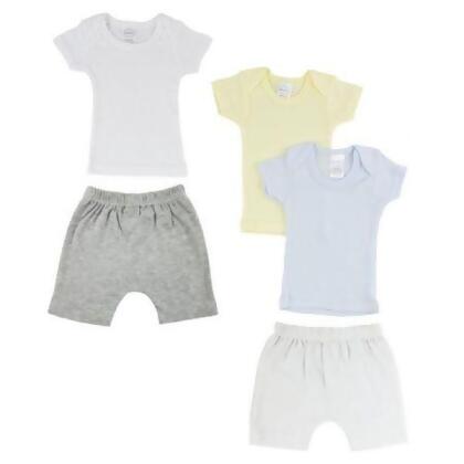 Bambini CS-0446M Bambini Infant Boys T-Shirts & Shorts, White & Pink - Medium - 5 per Pack