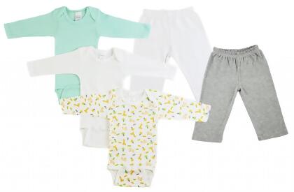 Bambini CS-0466L Infant Boys Long Sleeve One Piece & Track Sweat Pants, Grey & White - Large - 5 per Pack