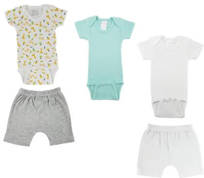 Bambini CS-0326M Unisex Baby Boys & Girls Shorts, White & Grey - Medium
