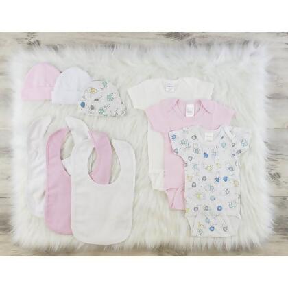 Bambini LS-0562M Layette Baby Clothes Set, White & Pink - Medium - Pack of 3