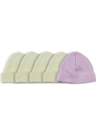 Bambini LS-0514 Girls Baby Cap, Pink & Yellow - One Size - 5 per Pack