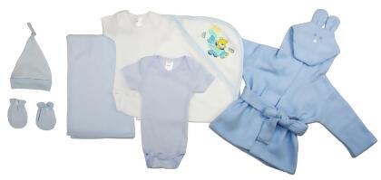 Bambini LS-0005 Essential Newborn Baby Boy Layette Set, White & Blue - Newborn