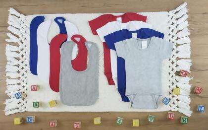 Bambini LS-0570L Layette Baby Clothes Set - White, Red, Blue & Grey - Large