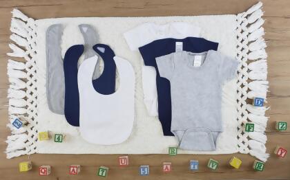 Bambini LS-0577M Layette Baby Clothes Set - White, Navy & Grey - Medium