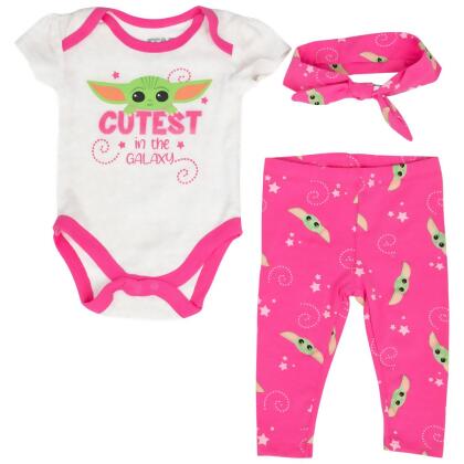 Star Wars 831742-6-9months Star Wars the Child Grogu Girls Bodysuit Set with Headband - 6-9 Months - 3 Piece