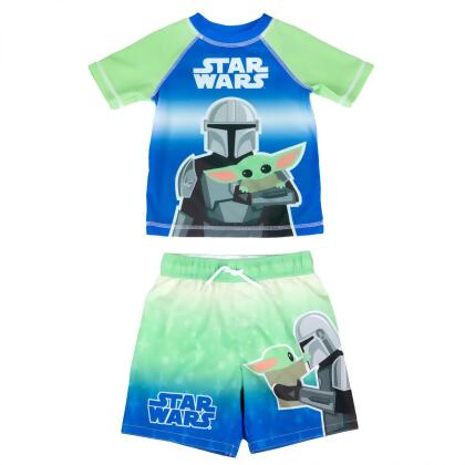 Star Wars 829827-toddler4t The Mandalorian & Grogu Toddler Swimshorts & Rashguard Set, Multi Color - Toddler 4T